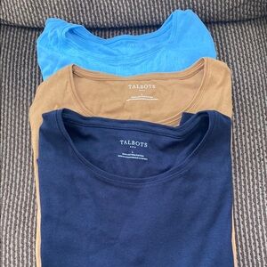Talbots Trio: Blue, Tan, and Navy 💯 Cotton T-Shirts